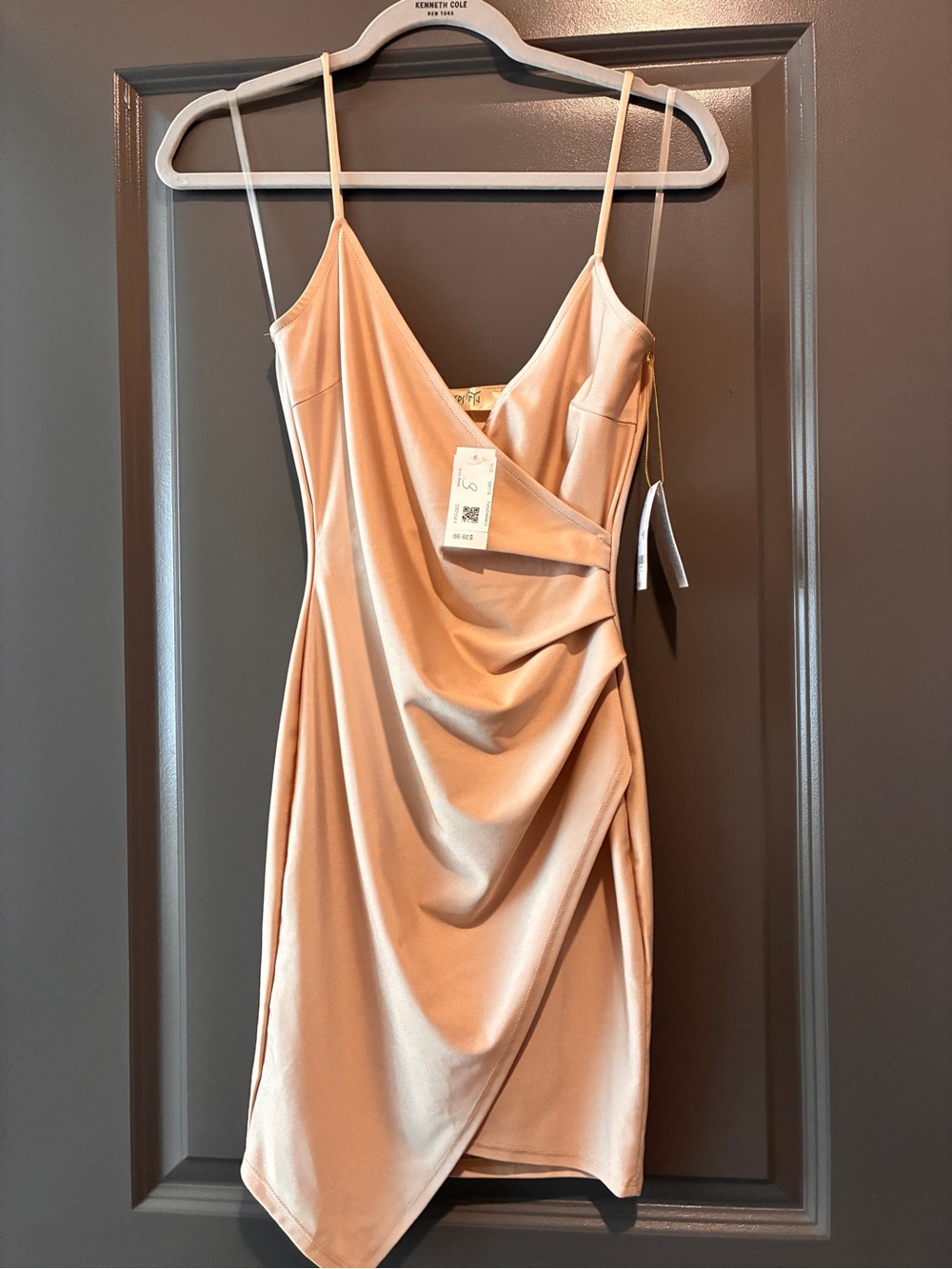 Satin Draped Slip Dress in Nude Pink - Steps New York